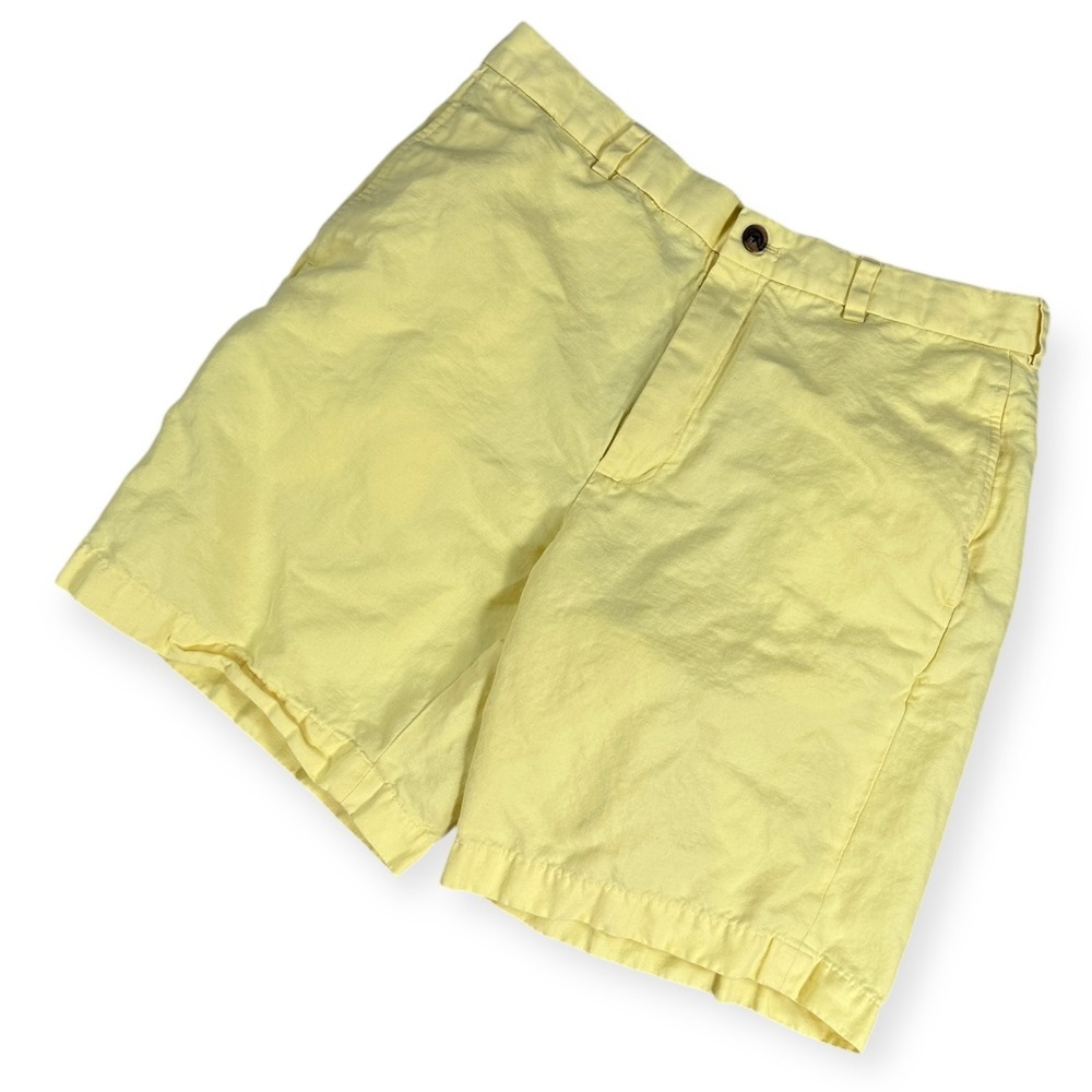 Brooks Brothers Mens Shorts W35 Yellow Linen Cotton Casual Classic Fit